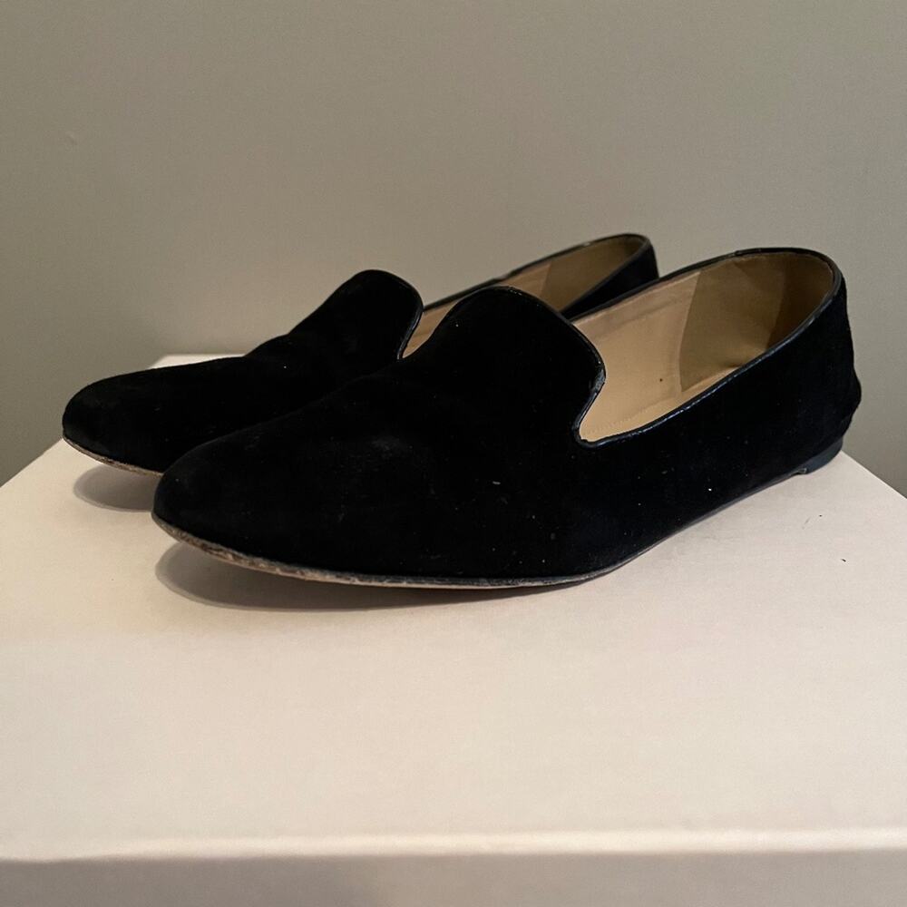 J Crew Black  Slip On Suede  Flats - Size 7